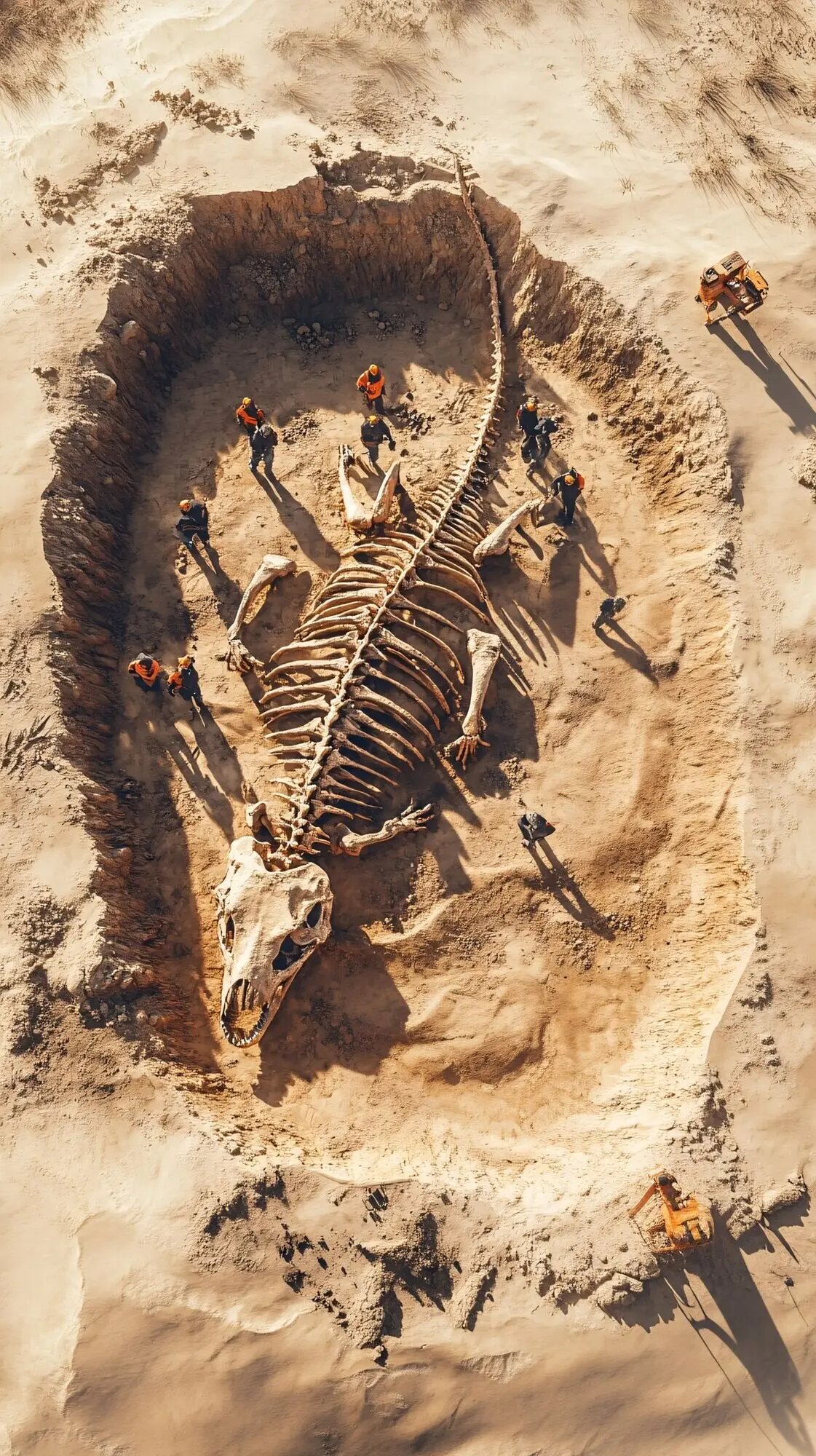 Szene einer archäologischen Ausgrabungsstätte mit antiken Überresten und Funden.